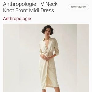 Anthropologie Front Twist Midi Dress-linen
